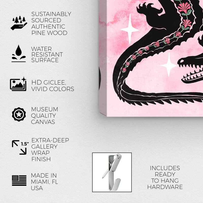 Wynwood Studio Canvas Animals Crossing Floral Gators Black and Modern & Contemporary Wall Art Canvas Print
