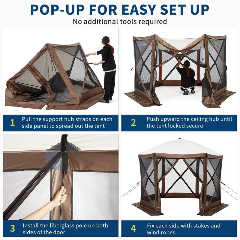 6-Sided Pop Up Gazebo Tent, with Carry Bag