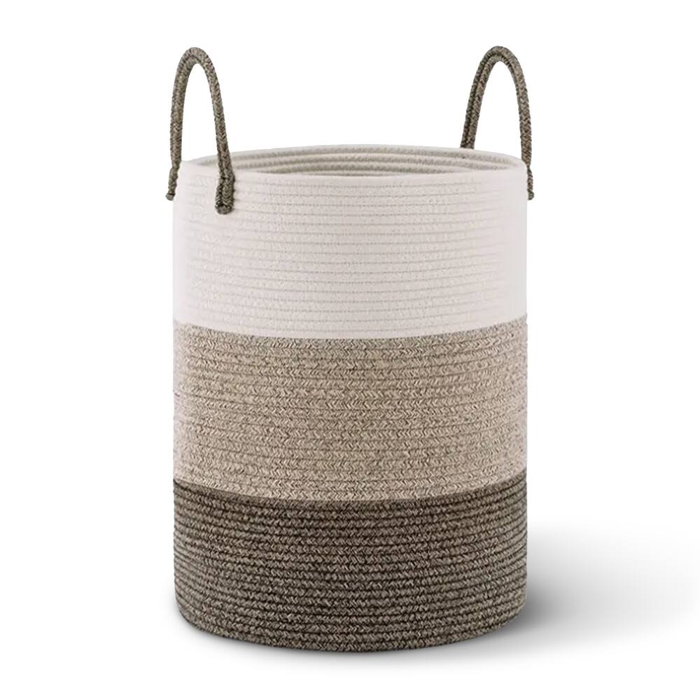 Cheer Collection Large Woven Cotton Laundry Hamper with Handles Stylish Storage Basket for Clothes Toys and Blankets