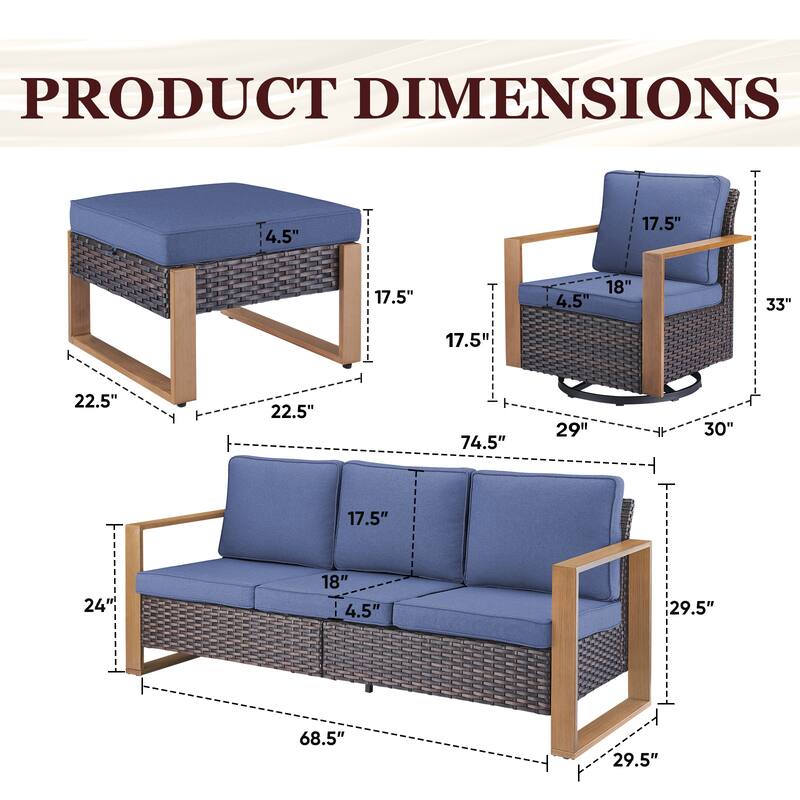 Gymojoy Outdoor Wicker Patio Furniture Sofa Set