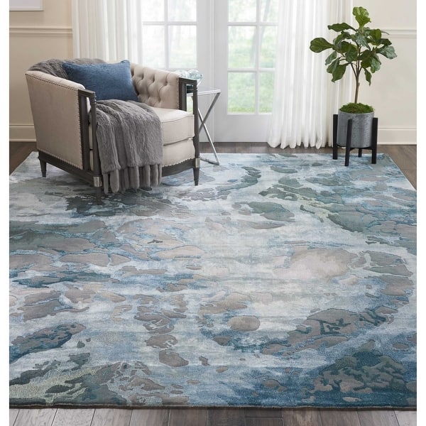 slide 2 of 26, Nourison Hand-tufted Prismatic Abstract Contemporary Blue Grey Area Rug