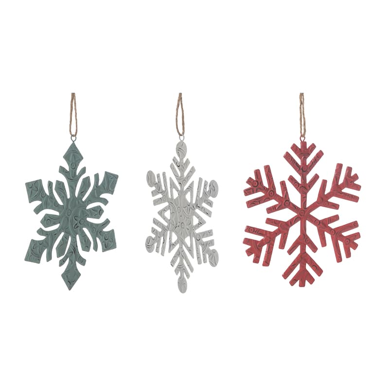Transpac Metal 7.48 in. Multicolored Christmas Snowflake Ornament Set of 3