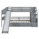 preview thumbnail 6 of 22, Twin over Twin Bunk Bed with Storage Staircase, Slide, and Multifunctional Desk with Drawers and Shelves