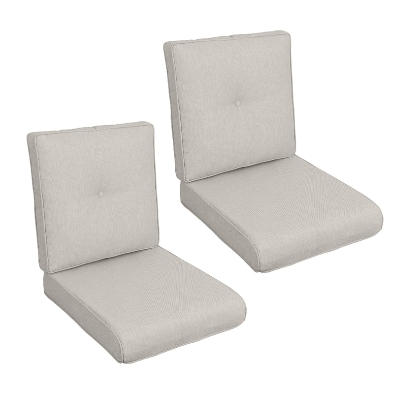 2 Pcs Set High Back Patio Chair Cushions, Tufted Rocking Chair Cushions, Adirondack Cushions - Beige