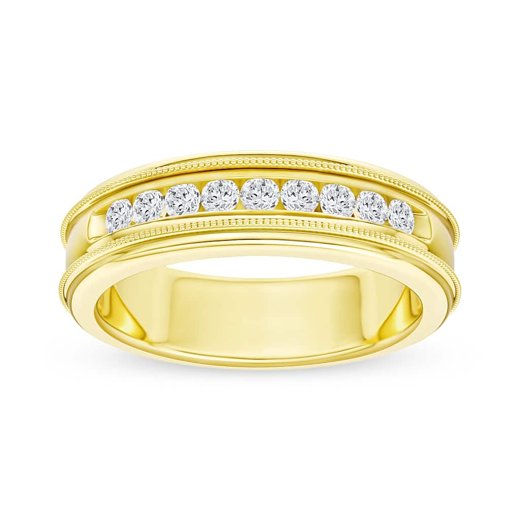 IGI Certified 1/3ct TDW Diamond Wedding Band in 14k Yellow Gold for Men
