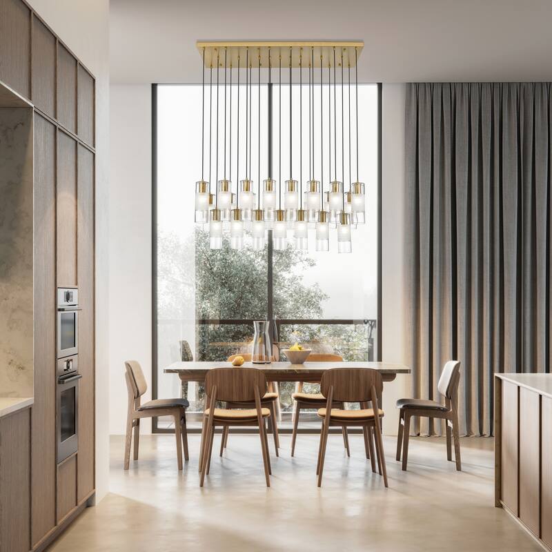 Alton 17 Light Linear Chandelier in Modern Gold - Modern Gold