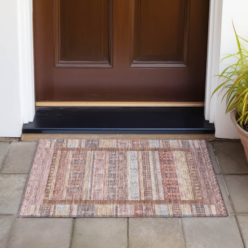 Machine Washable Indoor/Outdoor Global Kilim Chantille Rug - Paprika - 1'8" x 2'6"