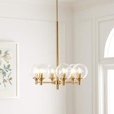 SAFAVIEH Lighting Mila Chandelier - 28" W x 28" D x 22" H - Antique Brass