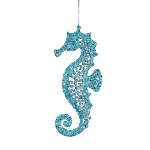 Pierced Blue Seahorse Coastal Beach Christmas Xmas Ornament