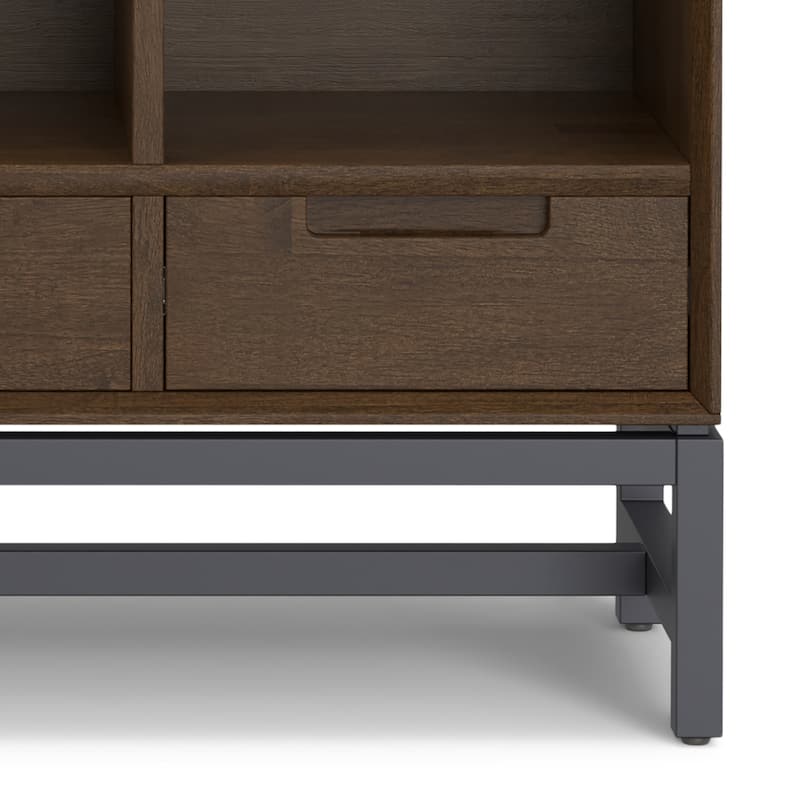 WYNDENHALL Devlin SOLID HARDWOOD 58 x 42 inch Modern 9 Cube Bookcase with Drawers in Walnut Brown - 15.5" D x 42" W x 58" H