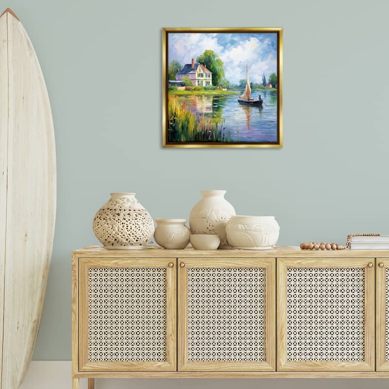 Stupell Boat Drifting Near Shore Framed Floater Canvas Wall Art Design By Heidi Kuntz