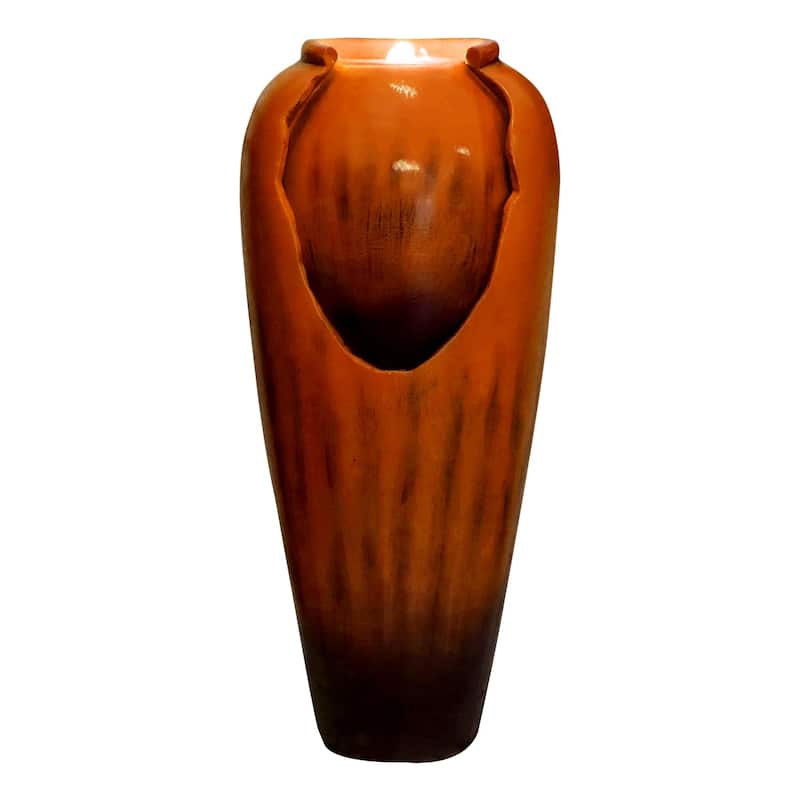 30.7" High Concrete Jar Water Fountain Outdoor, Garden Vase Water Feature - 30.7"H