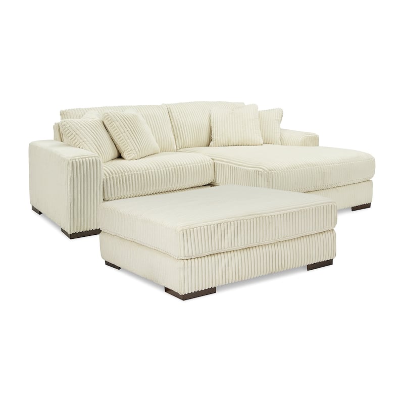 Signature Design by Ashley Lindyn White 2-Piece Sectional with Ottoman - 102" W x 70" D x 38" H - Right Facing
