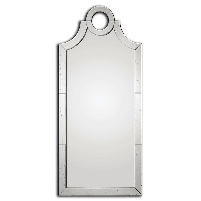 Uttermost Acacius 66" x 30" Elegant Asian Inspired Arched Wall Mirror - Antique Mirror - Antique Mirror