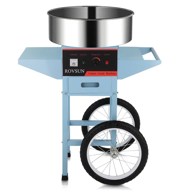 980W Commercial Cotton Candy Machine with cart - Blue