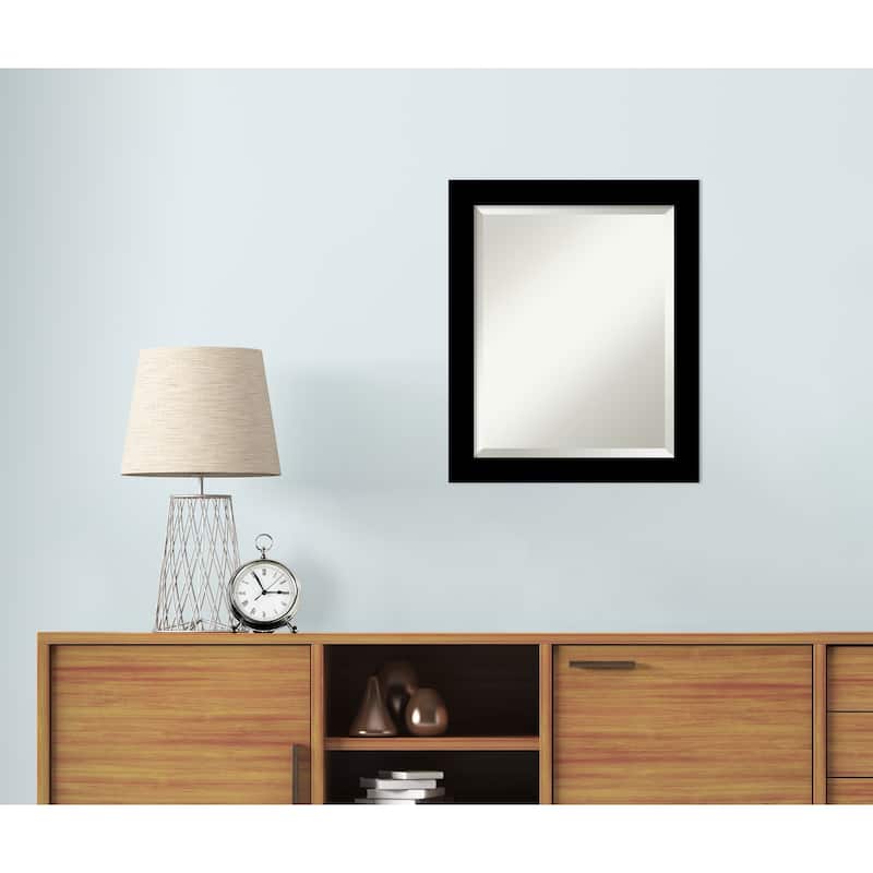 Basic Narrow Beveled Wood Framed Wall Mirror