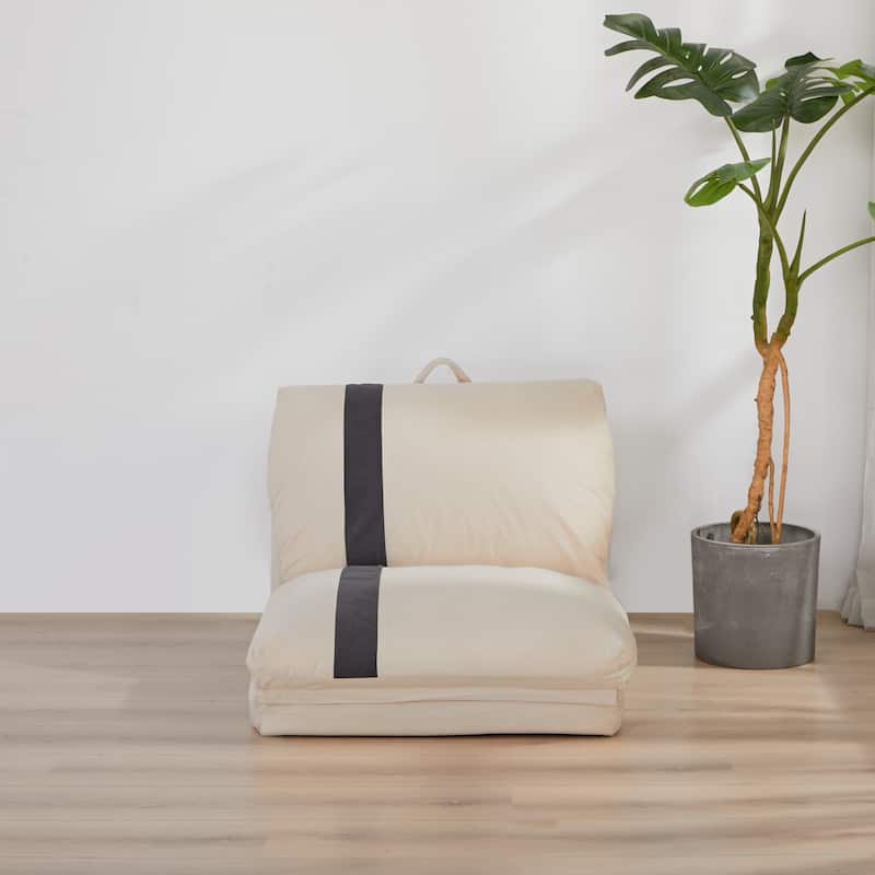 2-Piece Floor Sofa Bed with Adjustable Backrest, Sleeper Sofa with 5-Second Foldable, Upholstered Bean Bag Base & Pillow