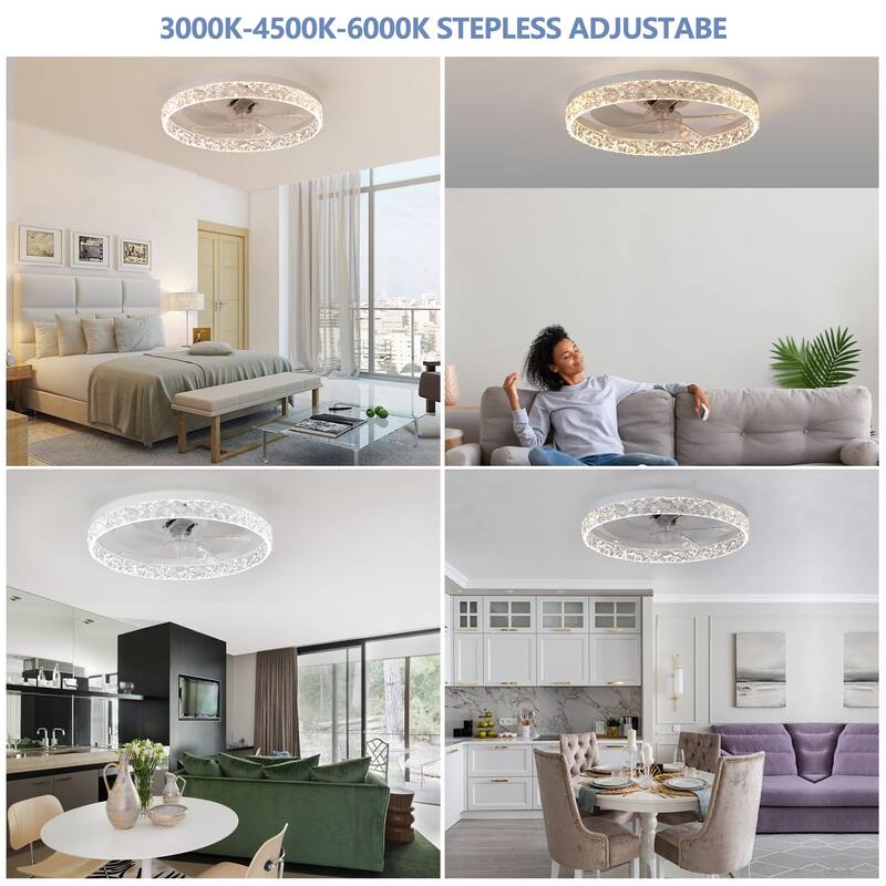 Modern Ceiling Fan Light with Adjustable Color Temperature and Remote Control, 6 Wind Speeds for Bedroom and Living Room