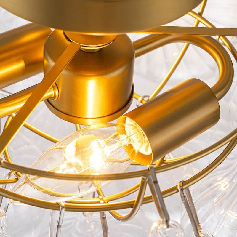 Glam 2-Light Striped Glass Cluster Bubble Living Room Flush Mount - 19.7 in