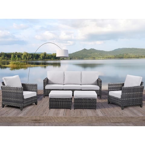 Outdoor Furniture Set, 5-Piece Patio Wicker Conversation Sofa Set