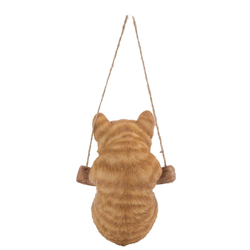 5.5" Tabby Kitten Hanging Outdoor Garden Statue