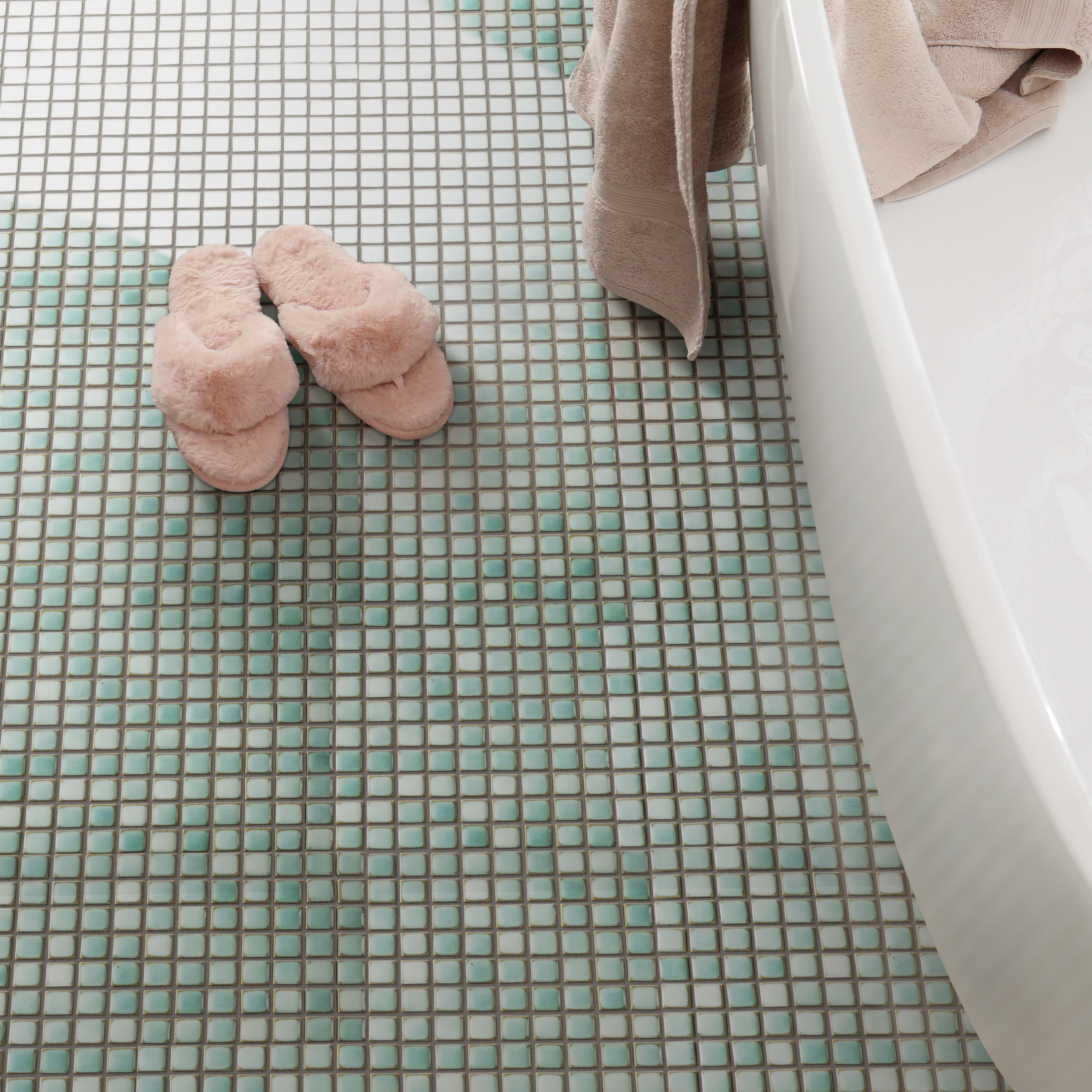 Merola Tile Hudson Edge Mint Green 12-1/4" x 12-1/4" Porcelain Mosaic Floor and Wall Tile