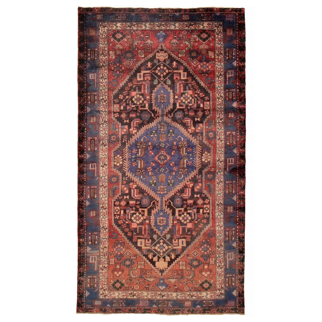 ECARPETGALLERY Hand-knotted Andelz Black, Red Wool Rug - 4'10 x 9'1