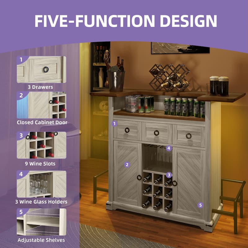 Home Bar Unit, 2 -Tier Liquor Bar Table