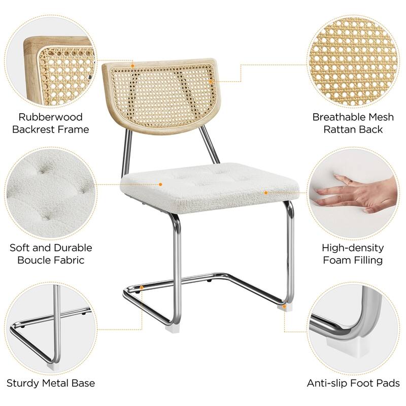 Yaheetech 2PCS Faux leather Dining Chairs Weave Kitchen Chairs With Rattan Back - N/A