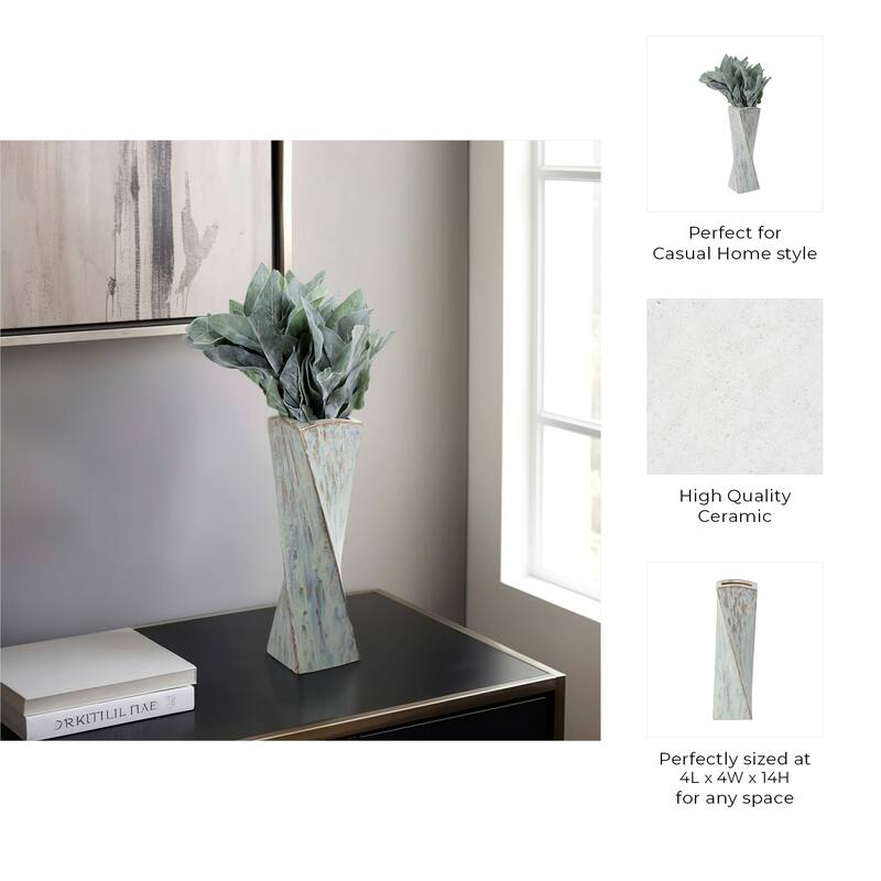 Stoneware Decorative Vase with Elegant Sculpted Design for Table Decor