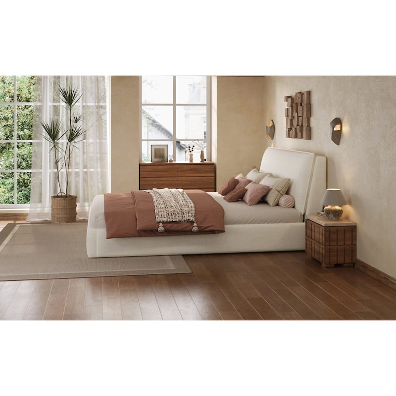 Christopher Knight Home - Ergonomic Boucle Upholstered Platform Bed Frame