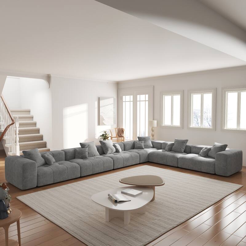 183''W Large Linen Corner Sectional Couch for Living Room Sofa Set