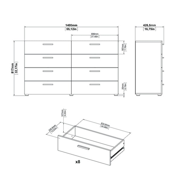 Porch & Den Angus Space-saving Foiled Surface 8-drawer Double Dresser