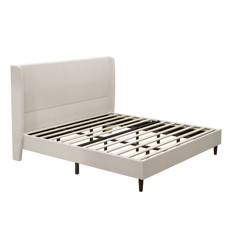 King Size Linen Bed Frame with sturdy legs