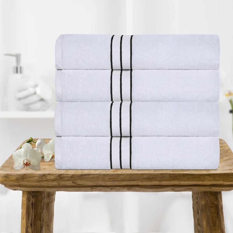Turkish Cotton Plush Heavyweight Bath Towel Set of 4 by Superior - Black