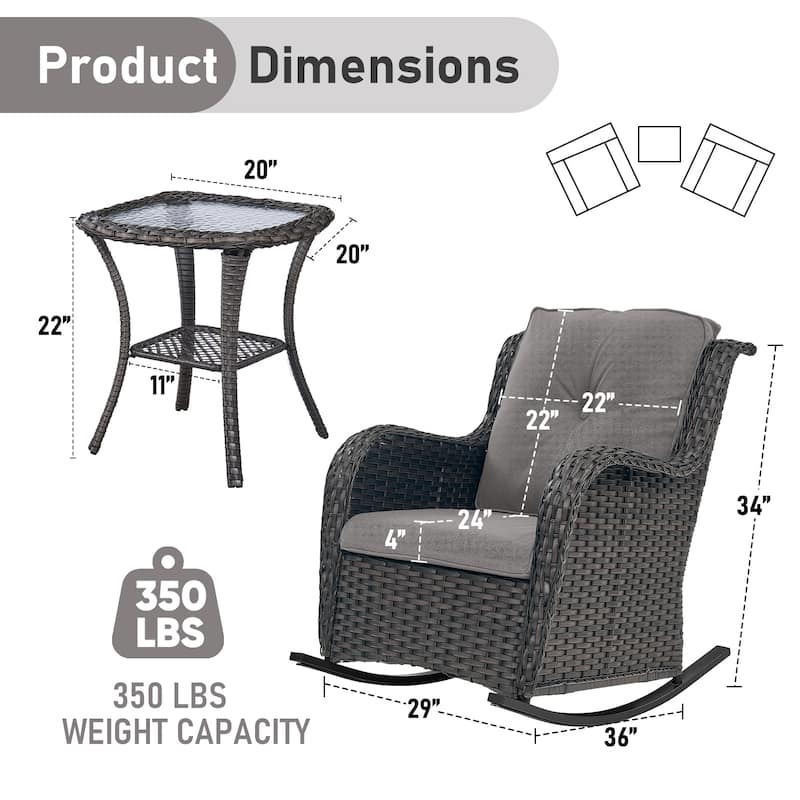 Pocassy Outdoor Rocking Chair Rocker Chairs Set