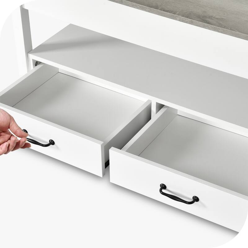 Wood Lift Top Coffee Table with Storage Shelf and Drawers