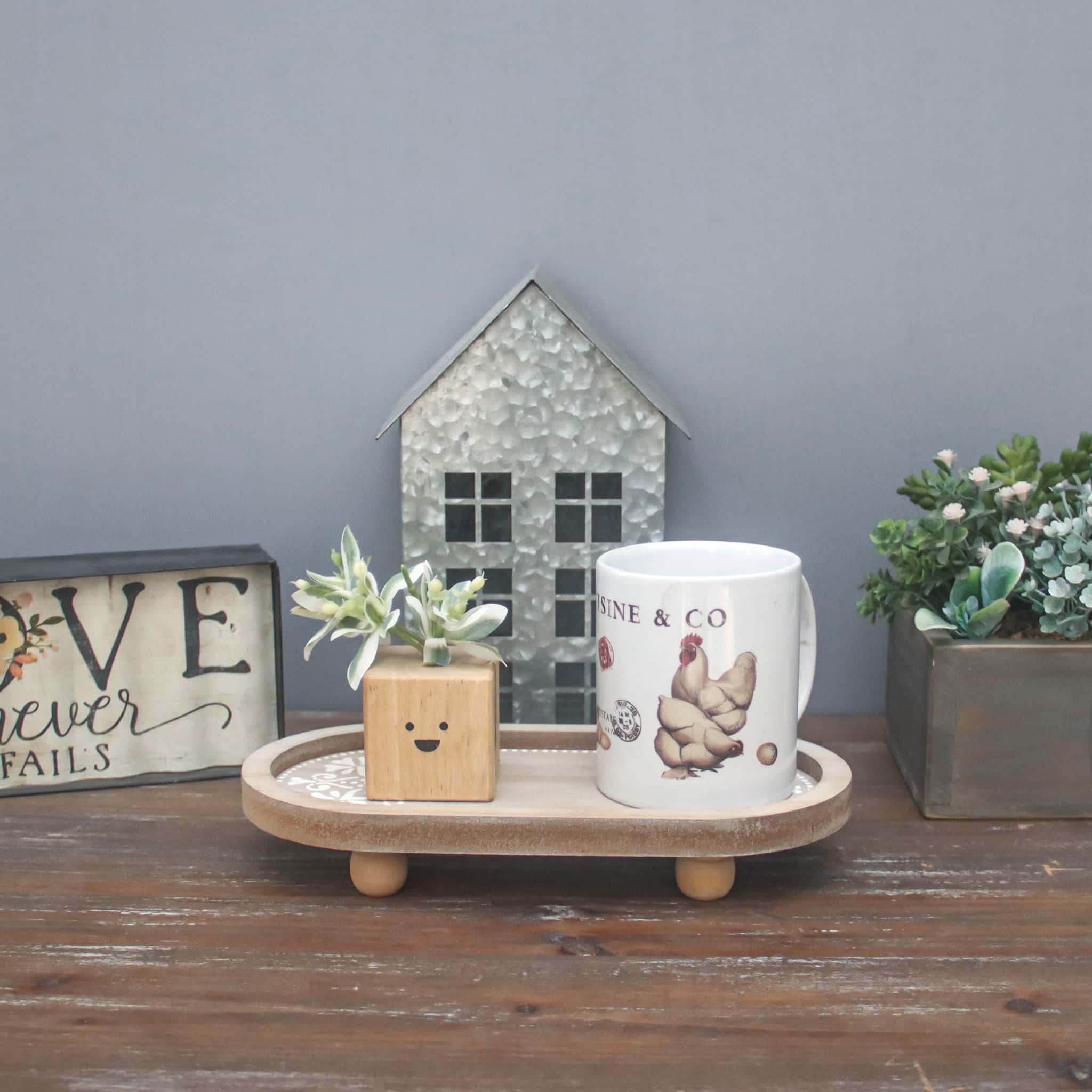 Wooden Pedestal Stand with Carved Detail,Display Stand for Candles,Plants,Soap 9.63 X 1.63