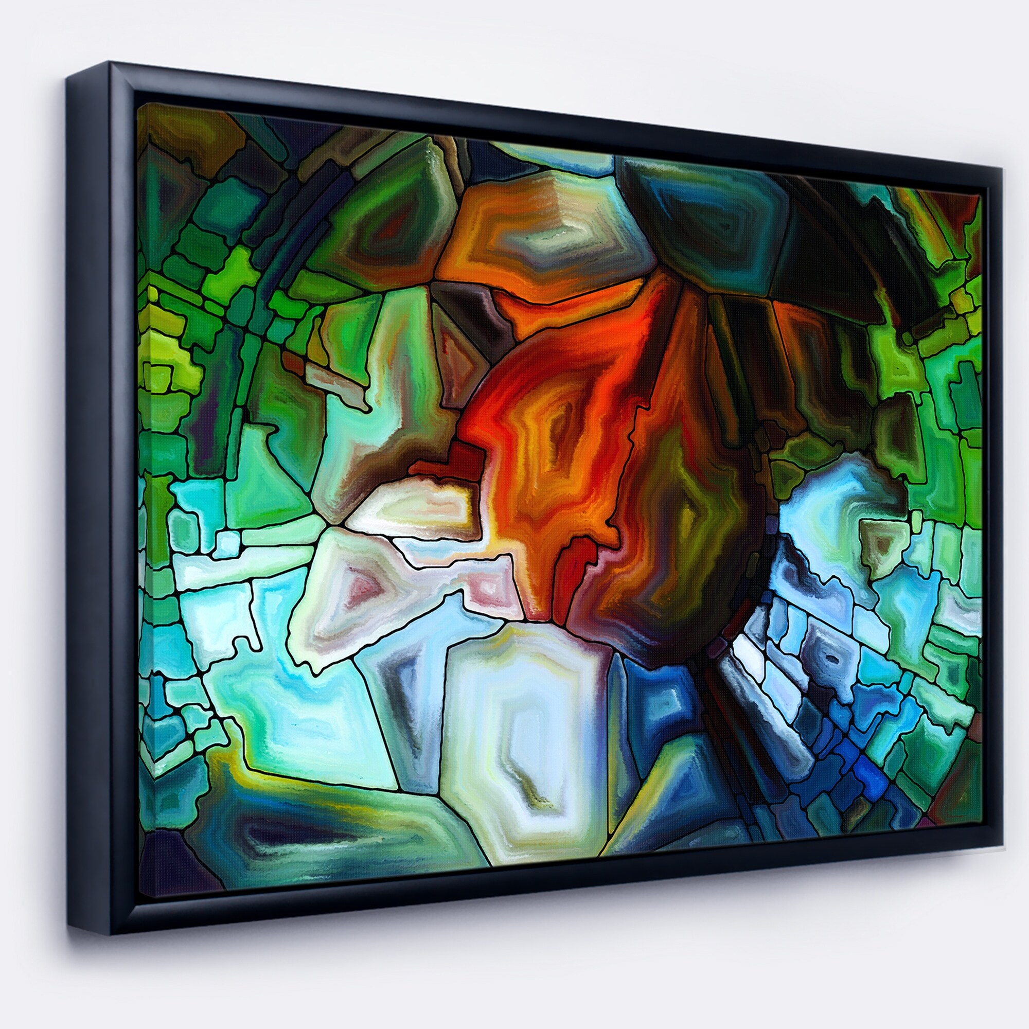 Shop Designart Abstract Stained Glass Design Abstract Framed