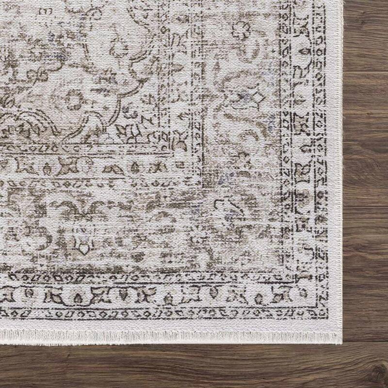 Hauteloom Ariana Living Room, Bedroom Machine Washable Area Rug - Pearl, Dark Brown, Brown - 5' x 7'6"