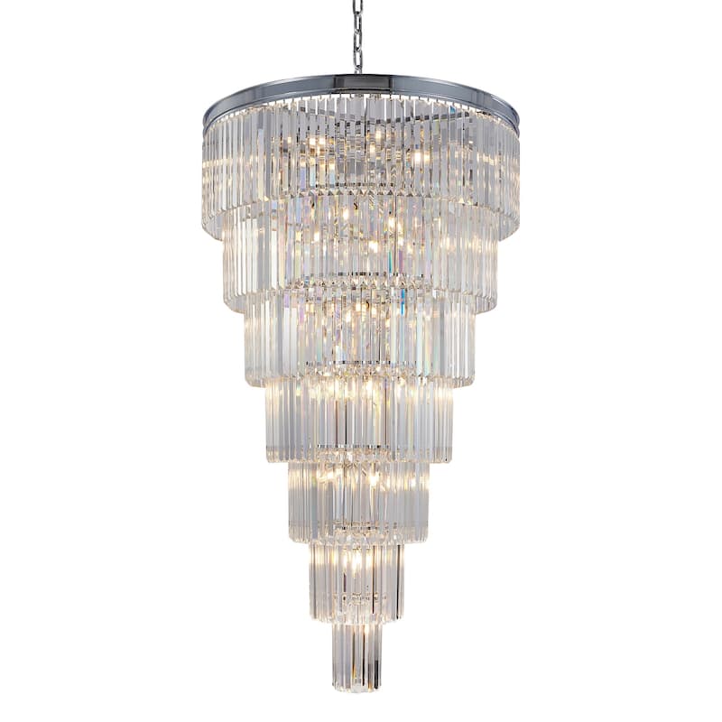 Chrome Metal 7-Tier Chandelier With Crystals