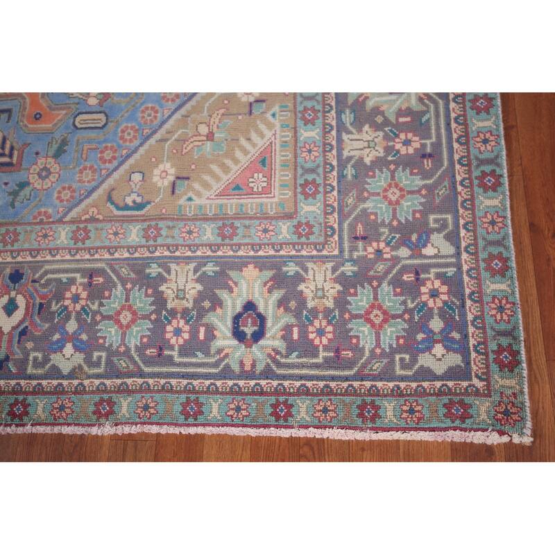 Tabriz Persian Vintage Area Rug Hand-Knotted Traditional Wool Carpet - 9'6"x 12'10"