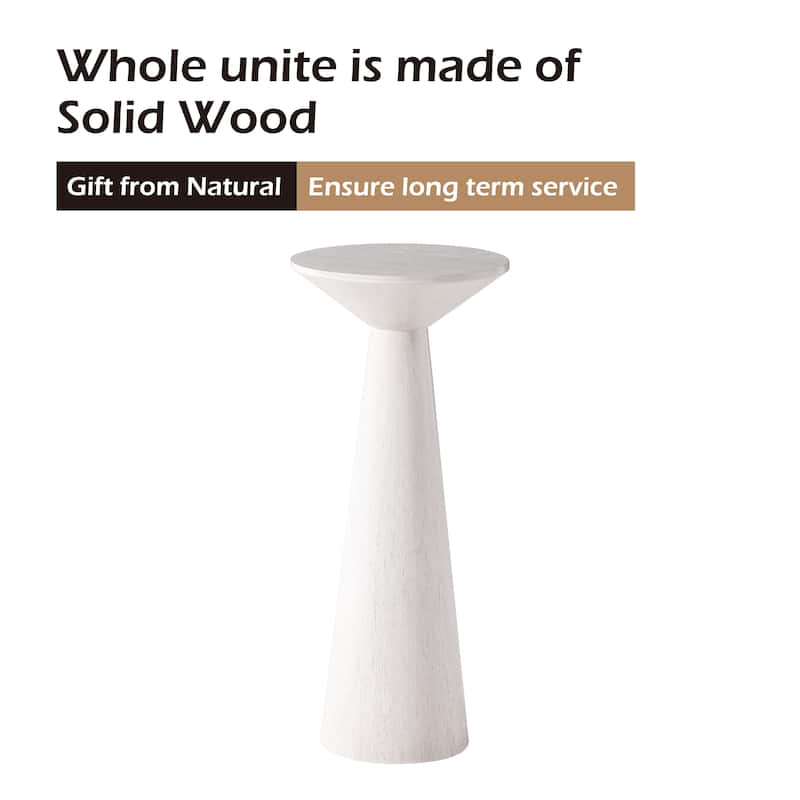 COZAYH Farmhouse Pedestal End Table, Round Martini Table Wood Plant Stand Rustic Small Drink Table for Living Room, Bedroom
