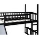 preview thumbnail 13 of 19, Twin Wood Loft Bed House Bed with Slide&Ladder&Guardrail&Roof, Large Underneath Play&Storage Area, Gray
