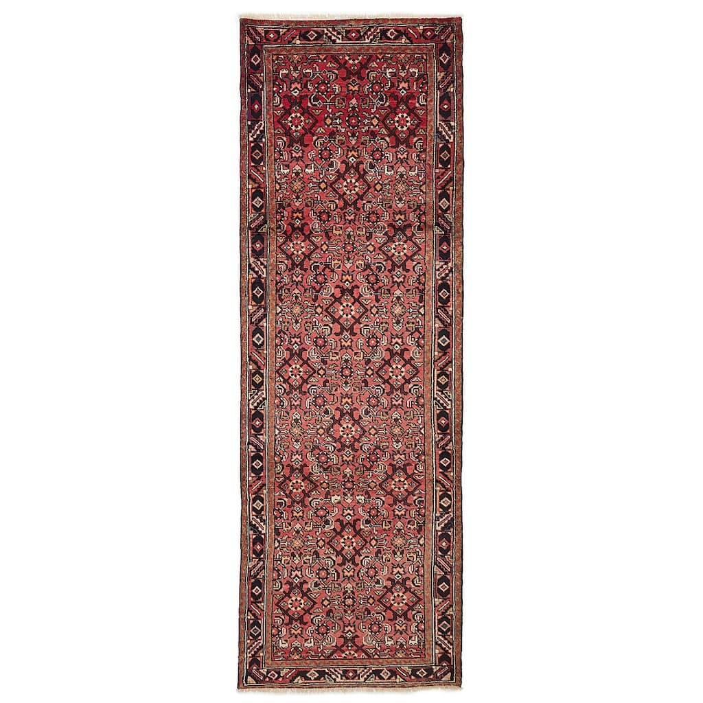 ECARPETGALLERY Hand-knotted Andelz Red Wool Rug - 3'4 x 10'6