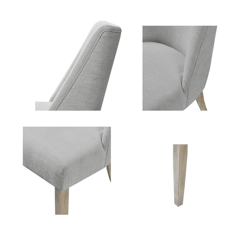 Roomfitters Set of 2 Upholstered Dining Chairs, High Back Armless Side Chairs with Solid Wood Legs for Kitchen, Light Gray