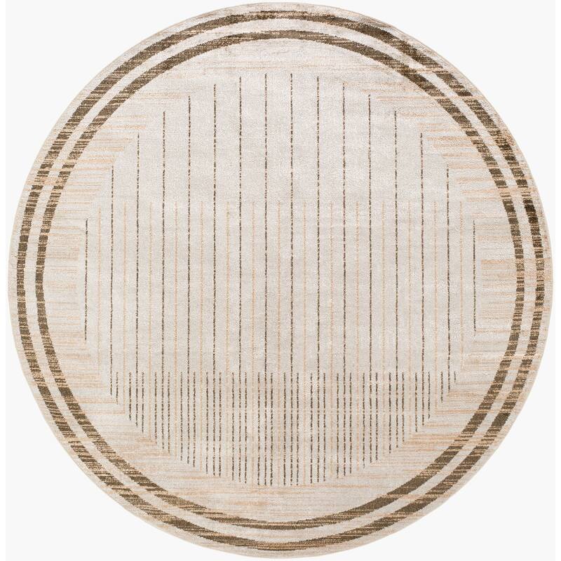 Livabliss Transitional Lillian Abstract Washable Area Rug - 6'7" x 6'7" Round - Dark Brown/Light Brown