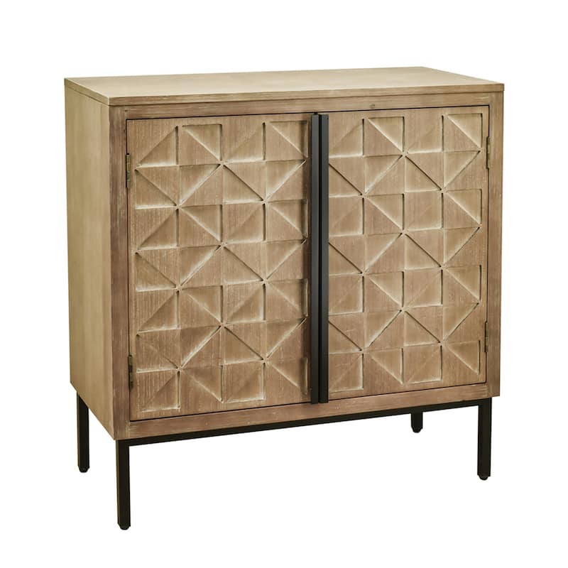 Traditional Craftsmanship Hand-Carved 2-Doors Accent Cabinet