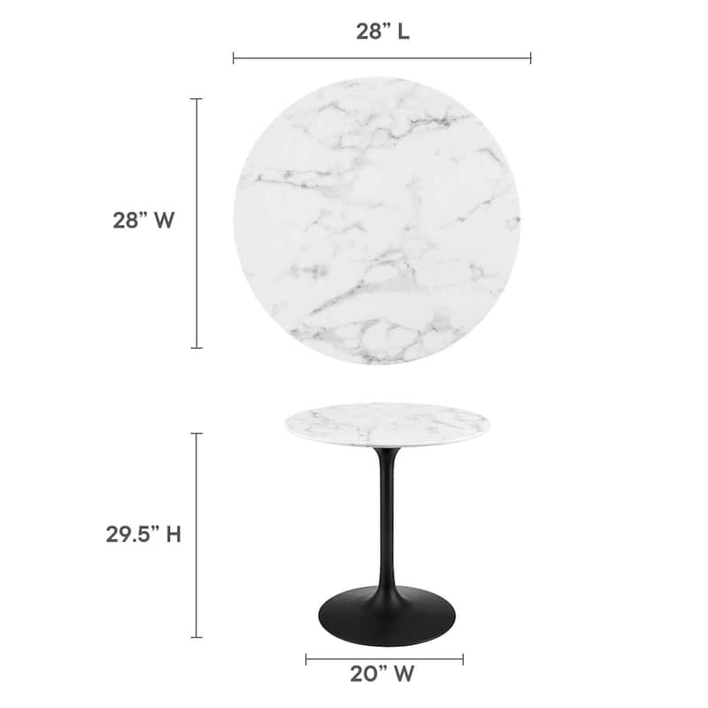 Lippa 28" Round Artificial Marble Dining Table - N/A
