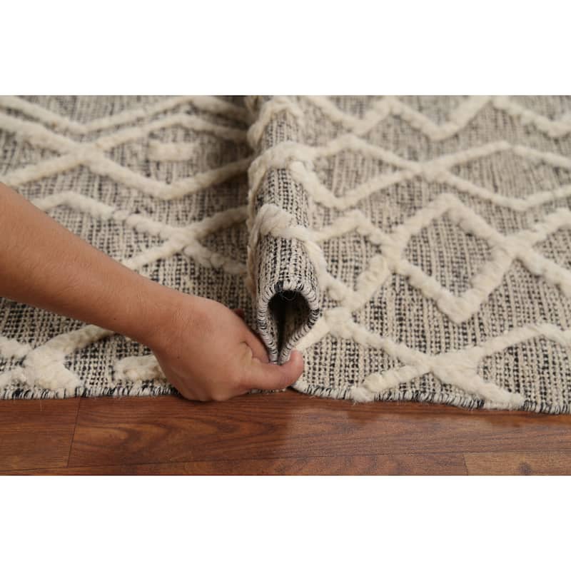 Trellis Moroccan Area Rug Handmade Oriental Wool Carpet - 6'10"x 10'3"